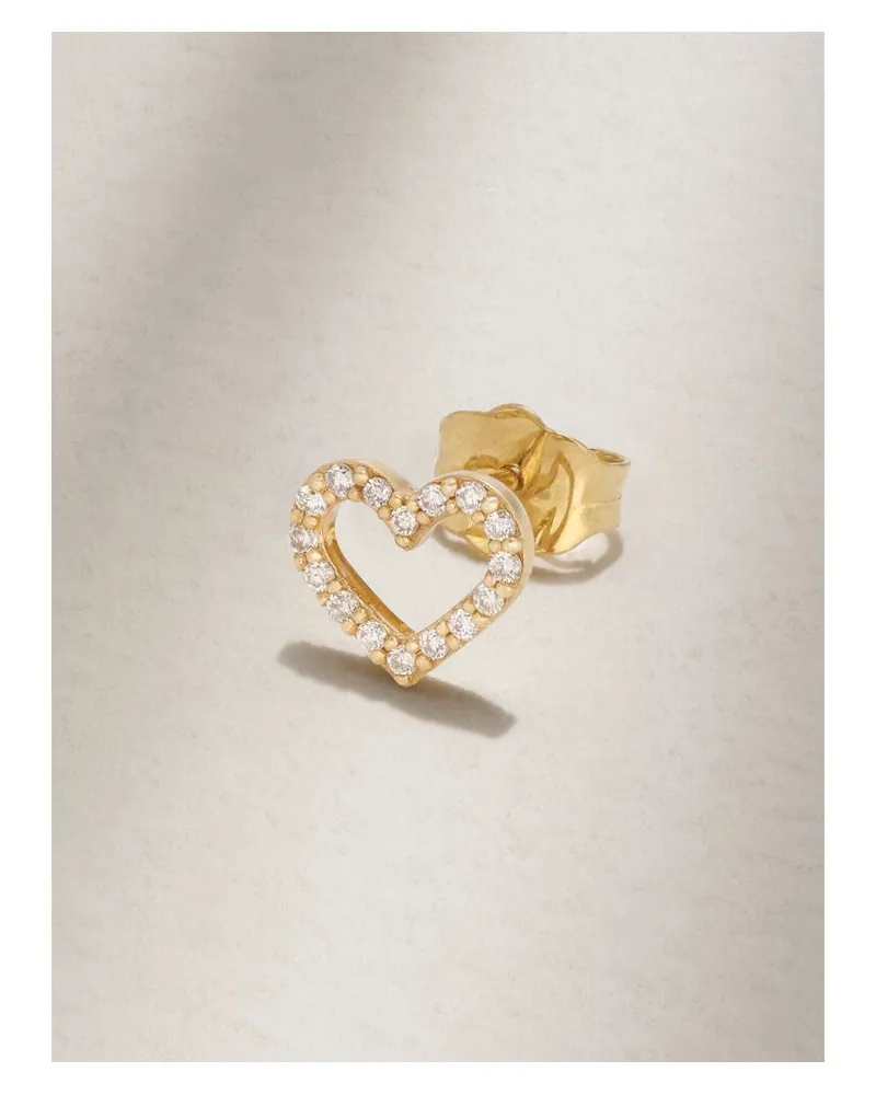 Sydney Evan Open Heart Kleiner Einzelner Ohrstecker Aus 14 Karat Gold Mit Diamanten Gold