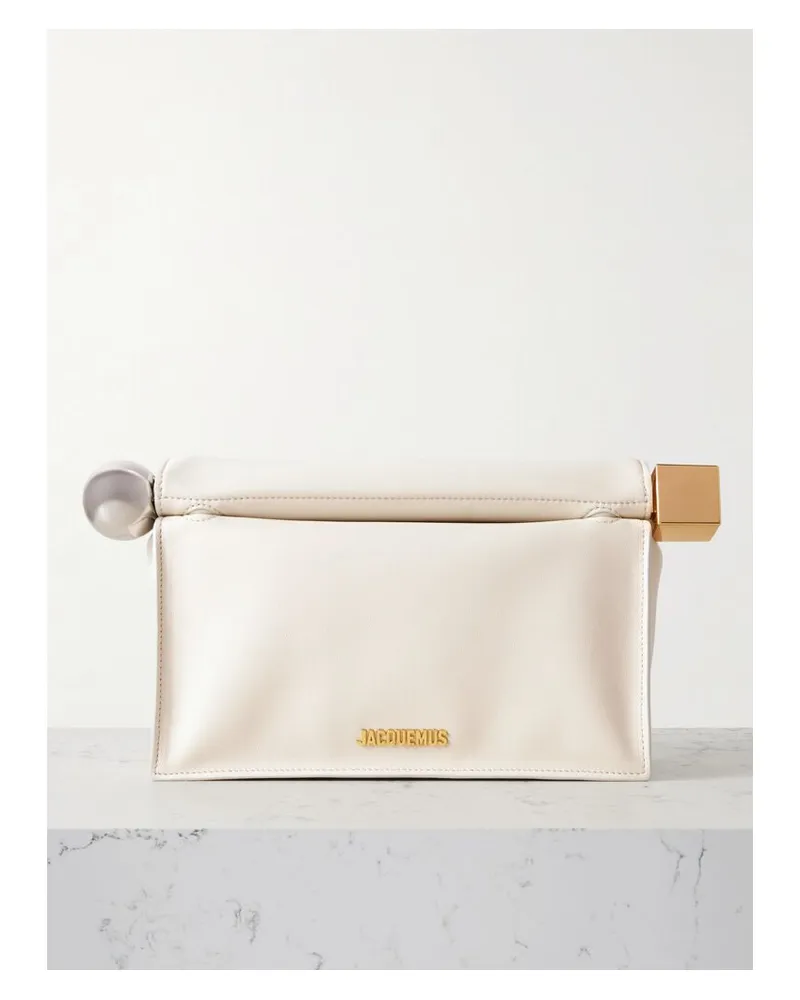 Jacquemus The Rond Carré Clutch Aus Leder Mit Verzierungen - Elfenbein Elfenbein