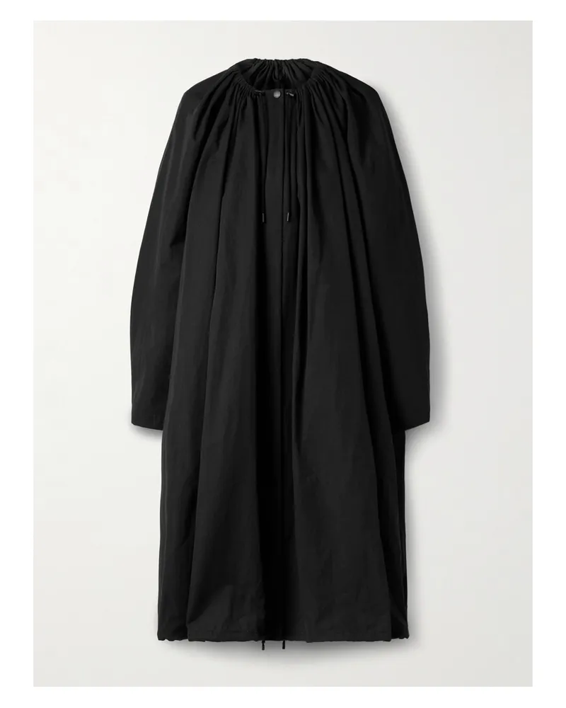 Totême Oversized-mantel Aus Einer Biobaumwollmischung Mit Raffungen - Schwarz Schwarz