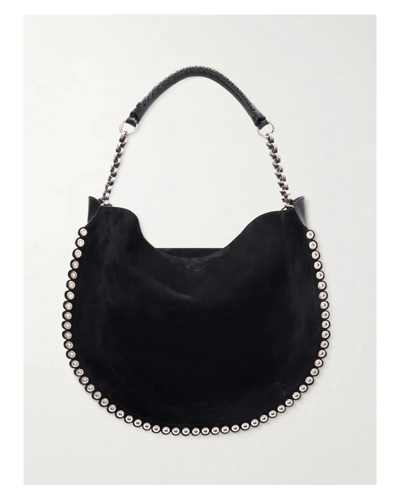 Isabel Marant Oskan Eyelet-embellished Suede Shoulder Bag - Black Black