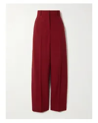 Stella McCartney Hose mit Weitem Bein aus Woll-crêpe Rot