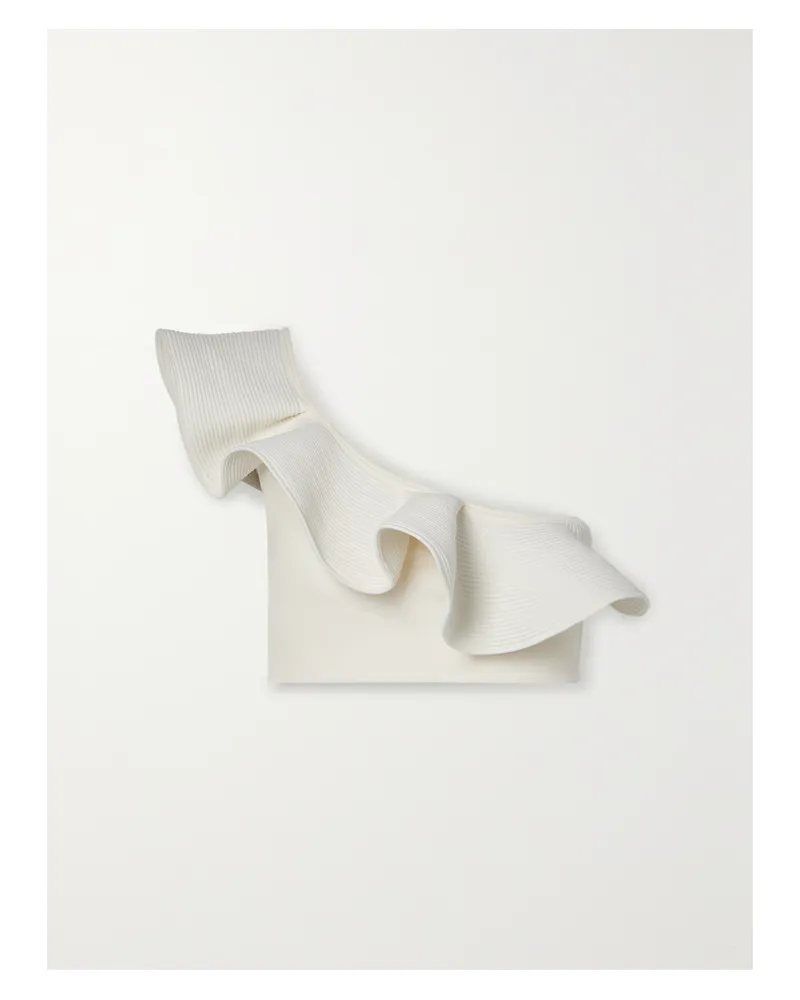 Johanna Ortiz Net Sustain Marine Asymmetrisches, Geripptes Bikini-oberteil Mit Rüsche - Ecru Ecru
