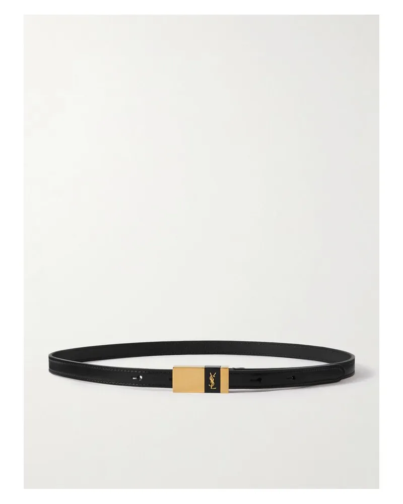 Saint Laurent Cassandre Gürtel Aus Leder - Schwarz Schwarz