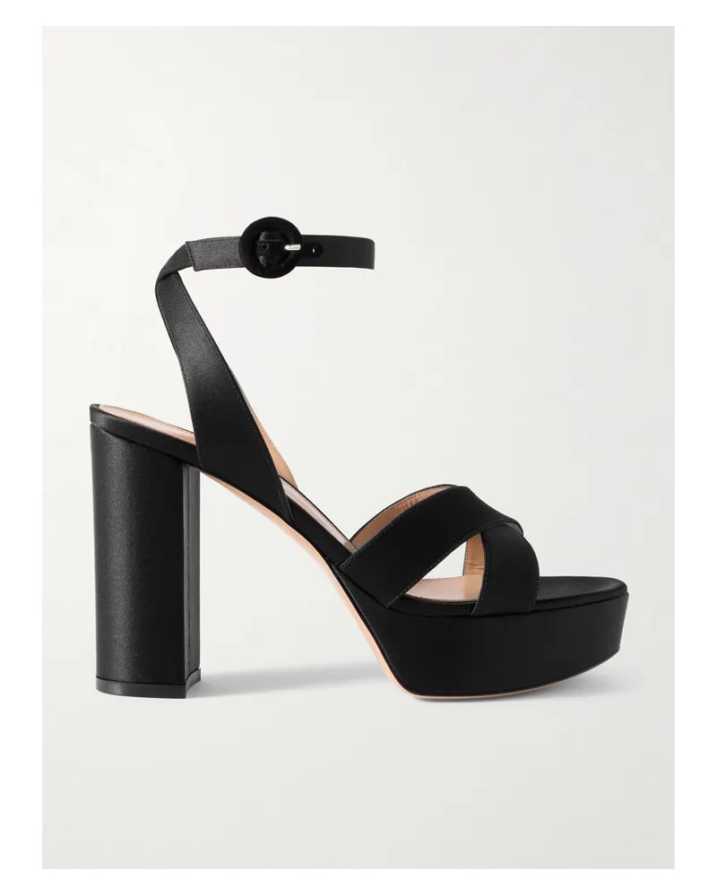 Gianvito Rossi Sabrina 70 Satin Platform Sandals - Black Black