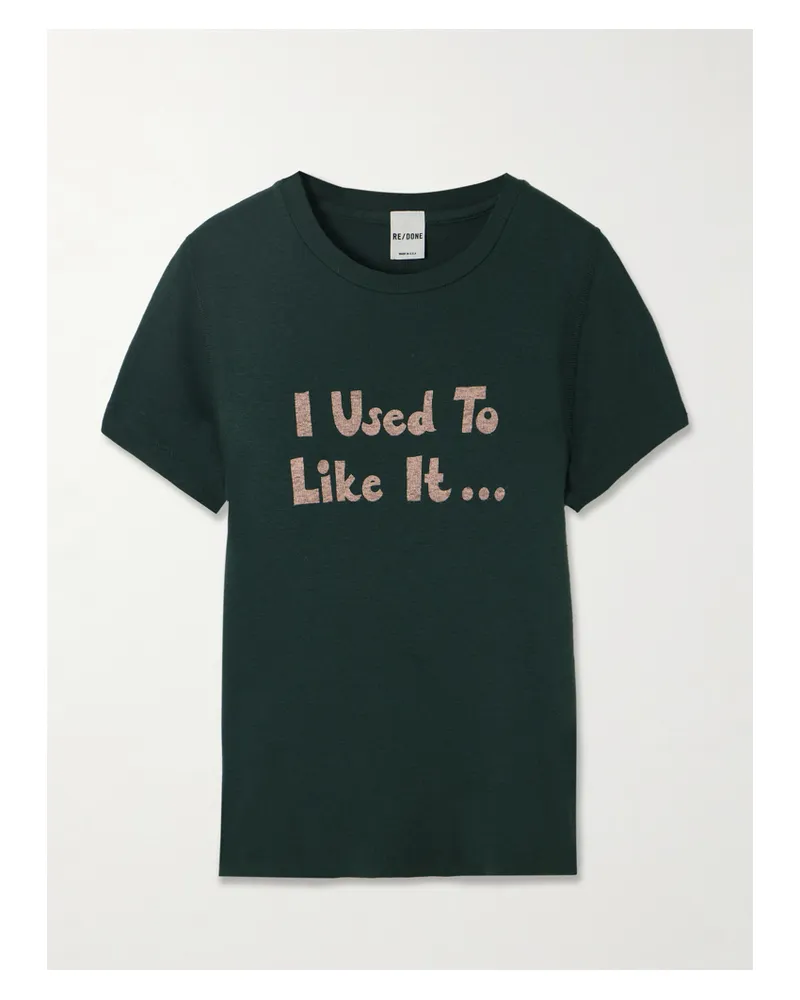 RE/DONE 90s T-shirt Aus Jersey Aus Baumwoll-jersey Mit Recycelten Fasern Und Prints - Grün Grün