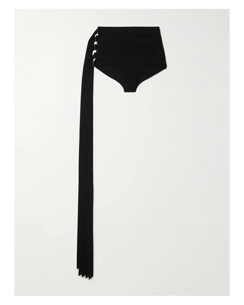 Ann Demeulemeester Xana Shorts Aus Stretch-crêpe Mit Fransen Und Schnallen - Schwarz Schwarz