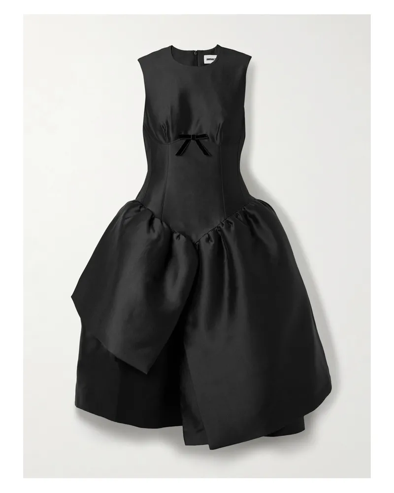 SHUSHU/TONG Asymmetrisches, Gerafftes Taftkleid Mit Schleife - Schwarz Schwarz