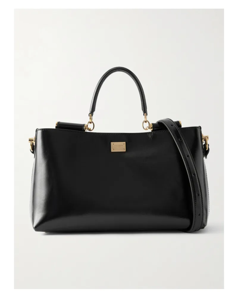 Dolce & Gabbana My Sicily Schultertasche Aus Leder - Schwarz Schwarz