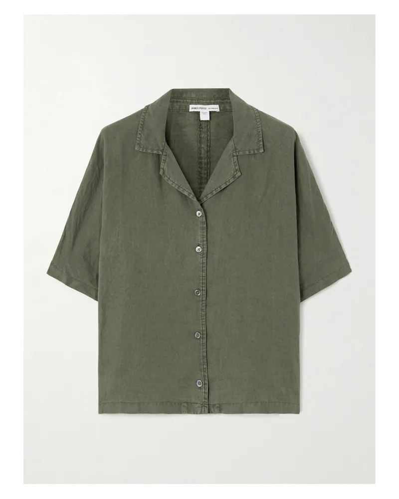 James Perse Hemd Aus Leinen - Grün Grün