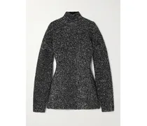Stehkragenpullover Aus Strick Mit Pailletten - Schwarz