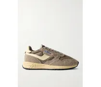 Reelwind Low Leather-trimmed Suede, Mesh And Shell Sneakers - Brown