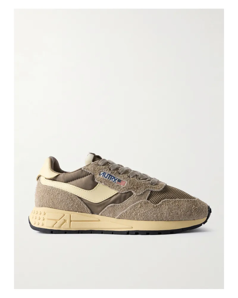 AUTRY Reelwind Low Leather-trimmed Suede, Mesh And Shell Sneakers - Brown Brown