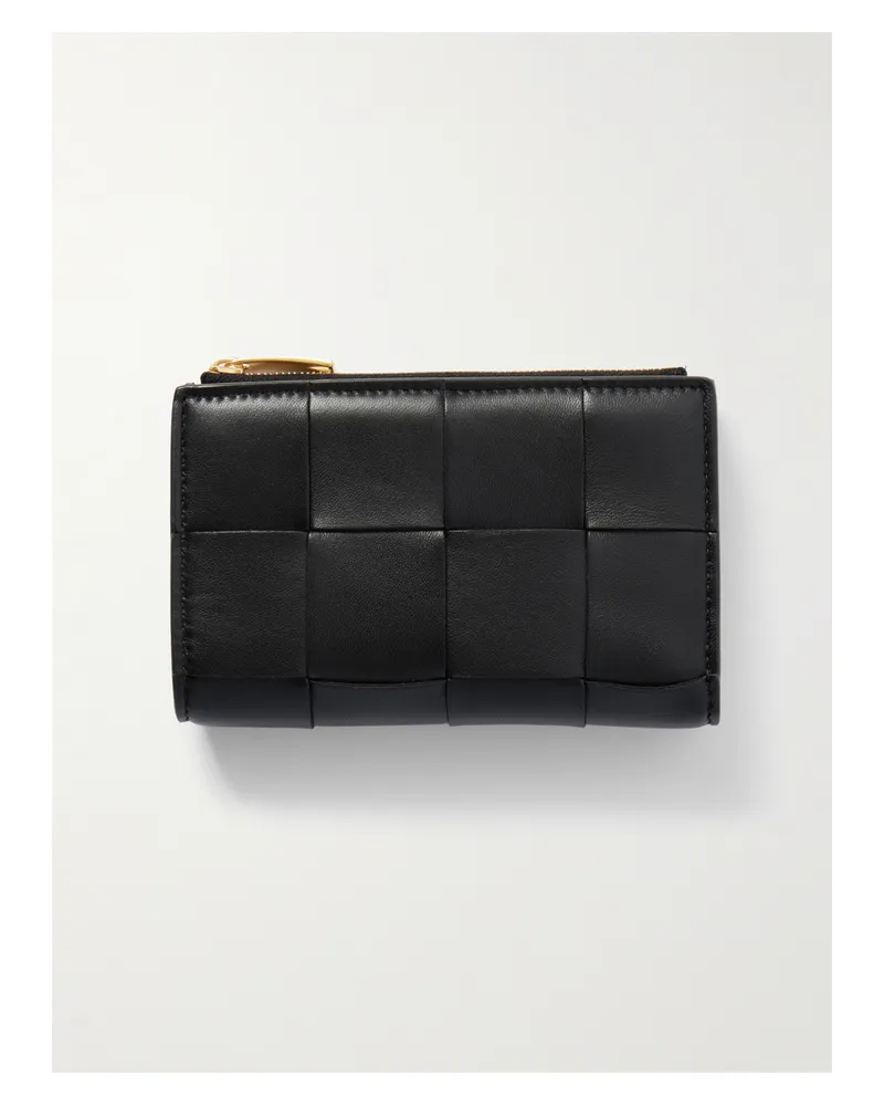 Bottega Veneta Cassette Intrecciato Leather Wallet - Black Black