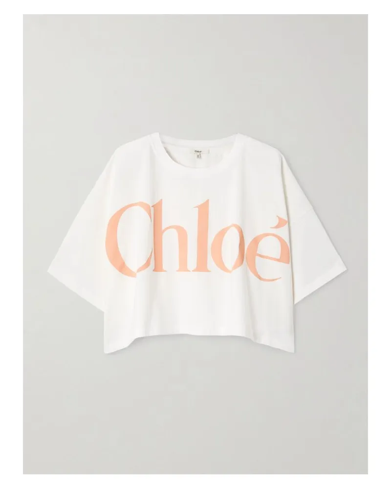 Chloé Verkürztes T-shirt Aus Baumwoll-jersey Mit Print - Weiß Weiß