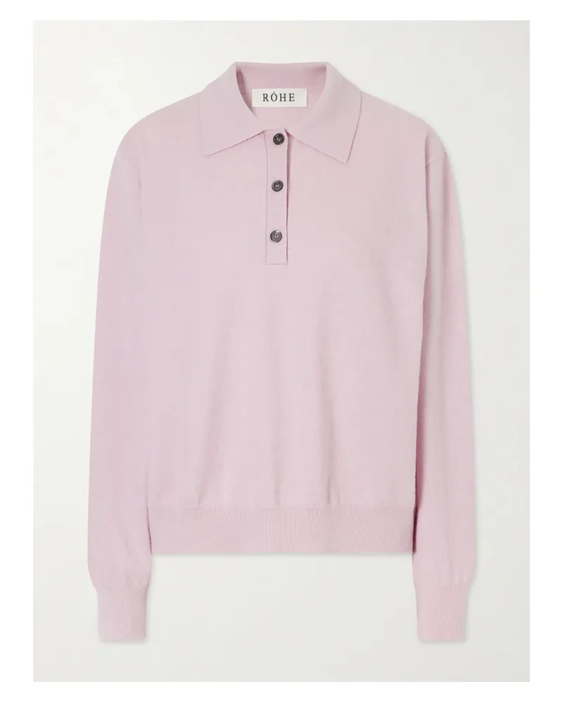Róhe Gabriela Wool-blend Polo Sweater - Pink Pink