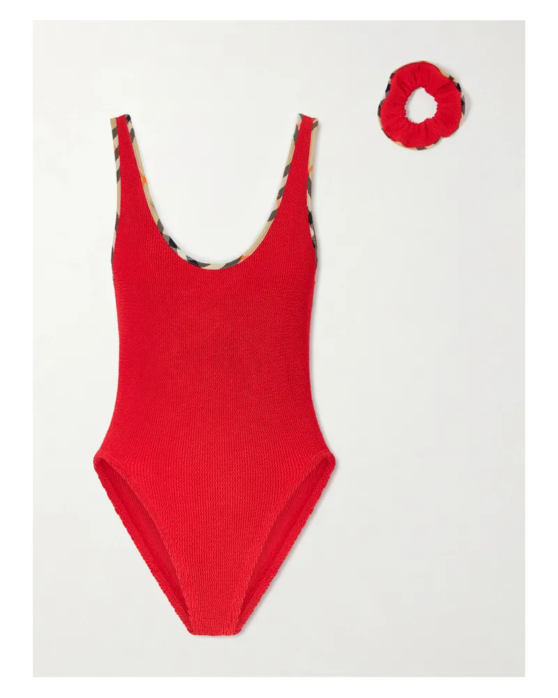 Burberry Hunza G Faye Checked Original Crinkle™ Swimsuit - Red Red