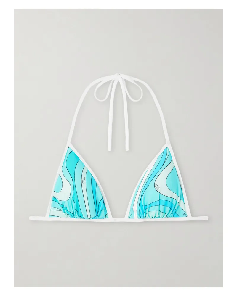 Emilio Pucci Printed Triangle Bikini Top - Blue Blue