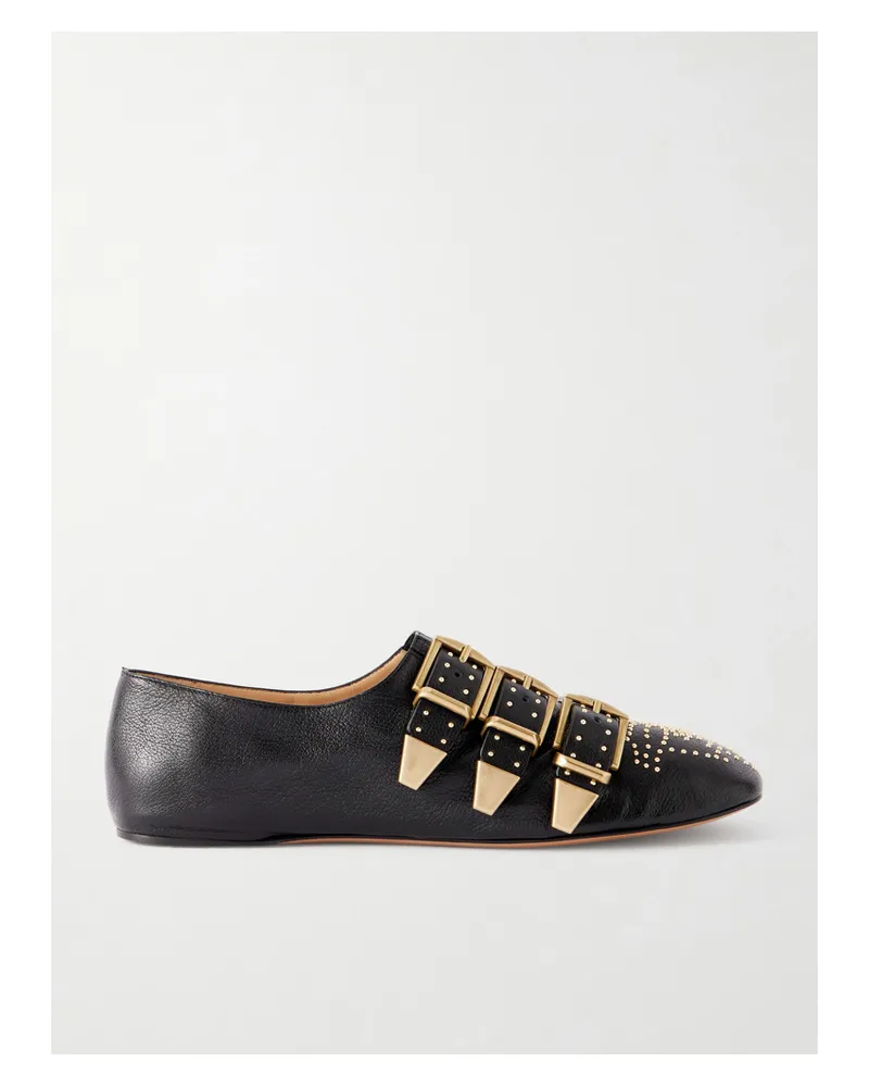 Chloé Susan Ballerinas Aus Leder Mit Nieten Und Schnallen - Schwarz Schwarz