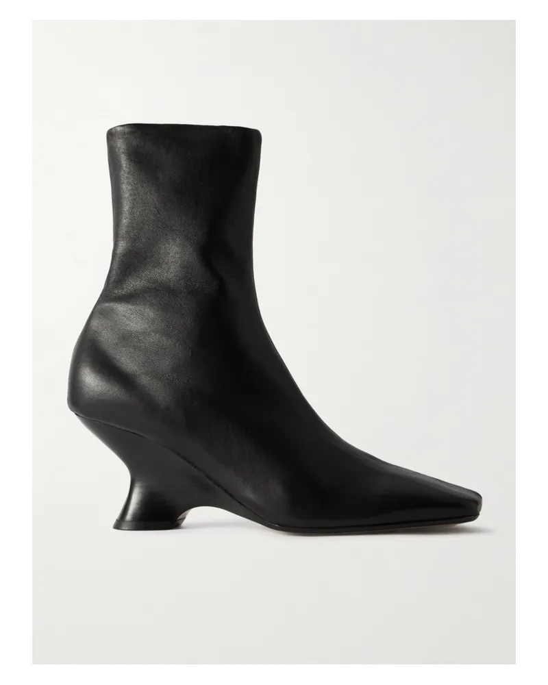 Dries van Noten Leather Ankle Boots - Black Black