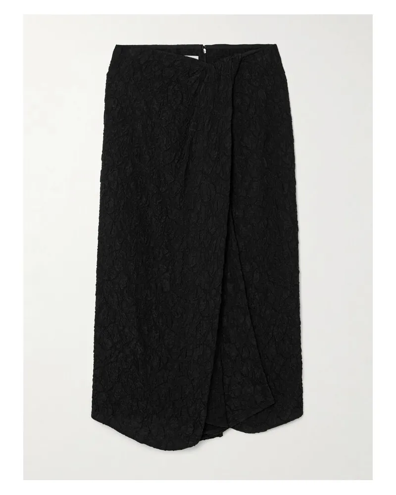 Dries van Noten Midirock Aus Cloqué Mit Wickeleffekt - Schwarz Schwarz