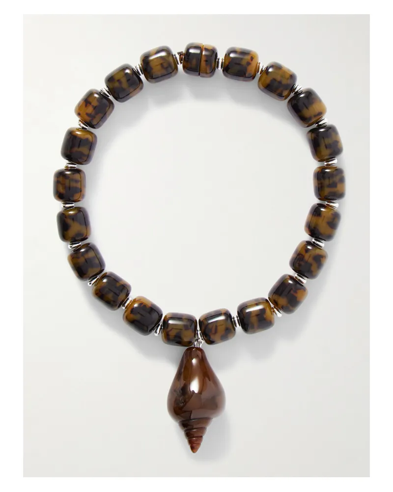 JULIETTA Concha Rhodium-plated Resin Necklace - Tortoiseshell Tortoiseshell
