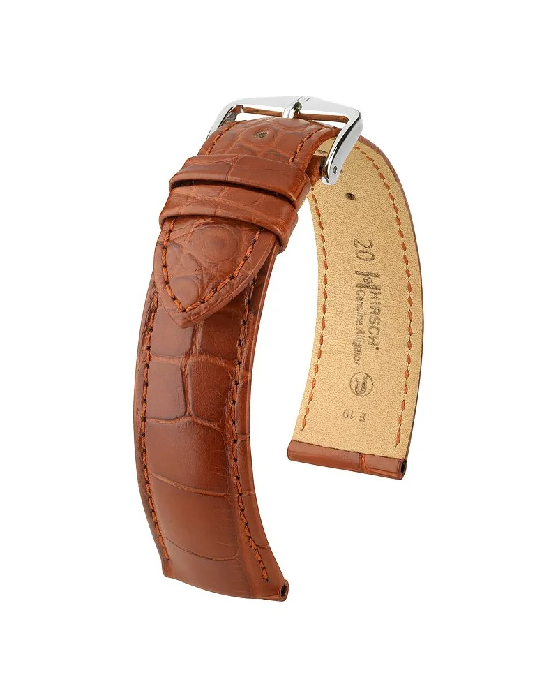 Hirsch Lederband Genuine Croco Hellbraun