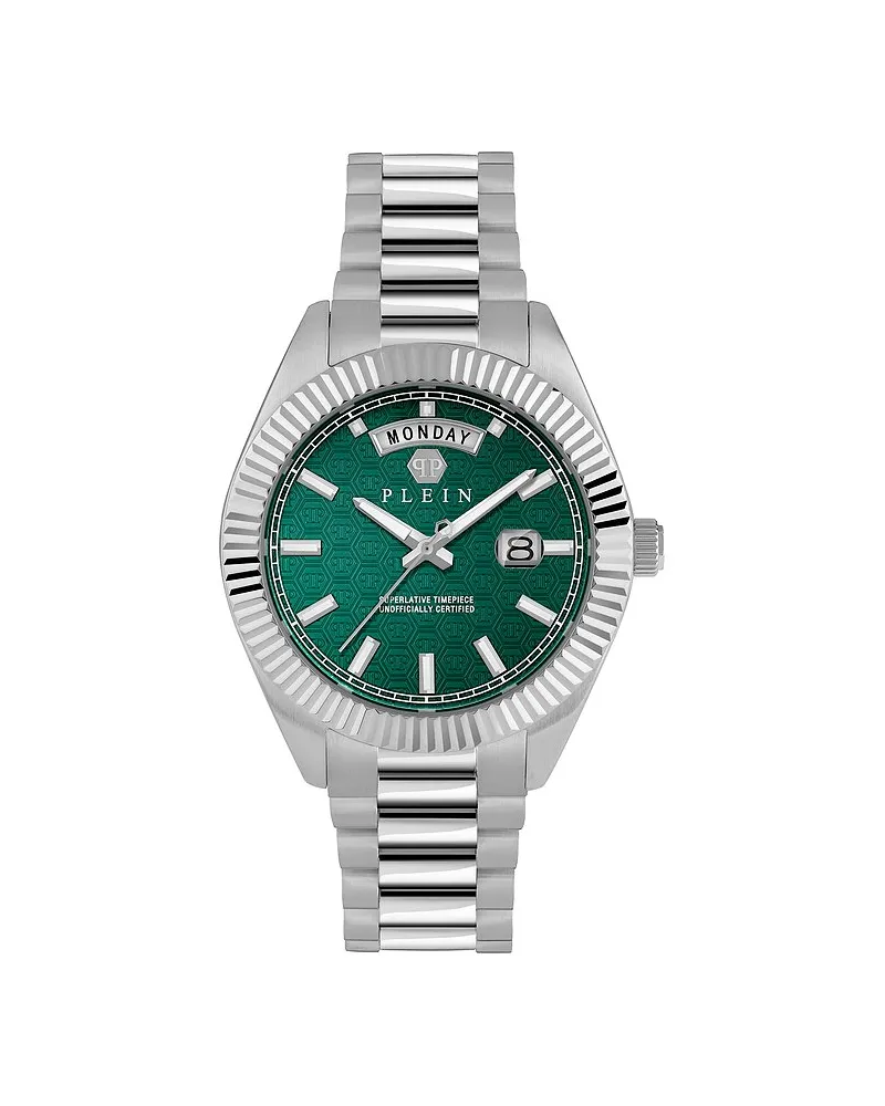 Philipp Plein Herrenuhr DATE SUPERLATIVE GENT Silber