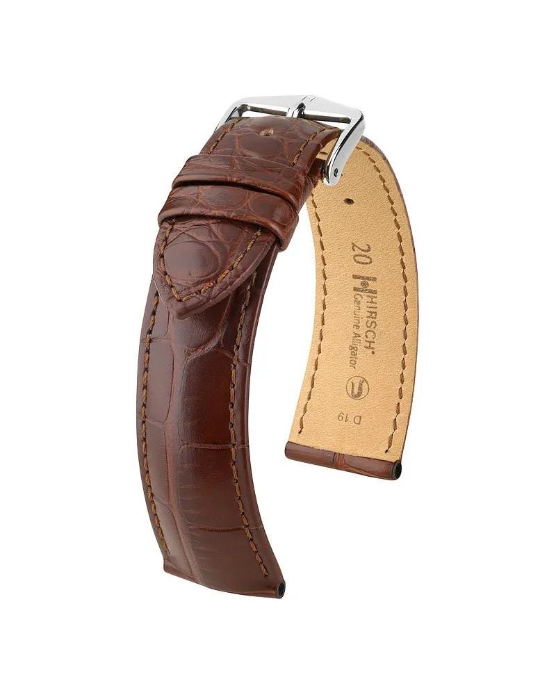 Hirsch Lederband Genuine Croco Braun