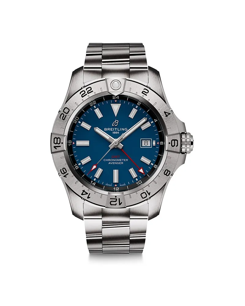 Breitling Herrenuhr Avenger Automatic GMT 44 Silber