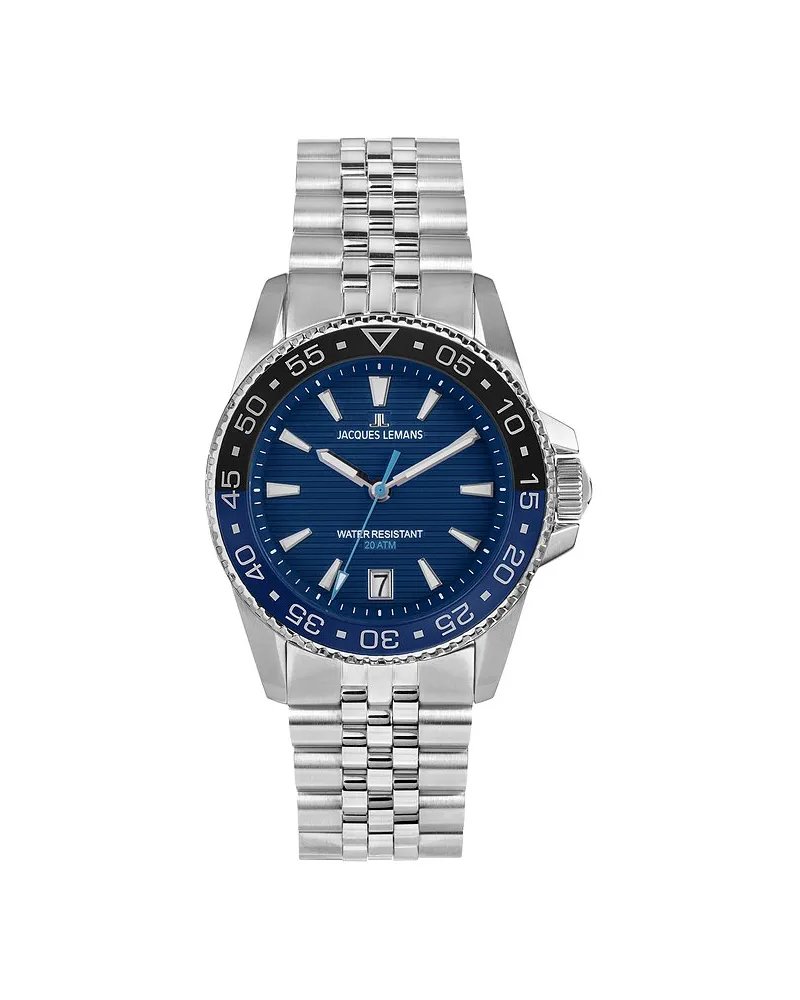 Jacques Lemans Herrenuhr Liverpool Diver Silber