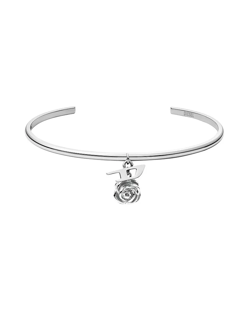 Diesel Armreif D Logo Silber