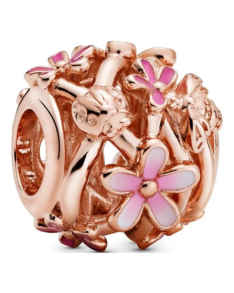 Pandora Charm Moments Offen gearbeitetes rosafarbenes Gänseblümchen Roségold