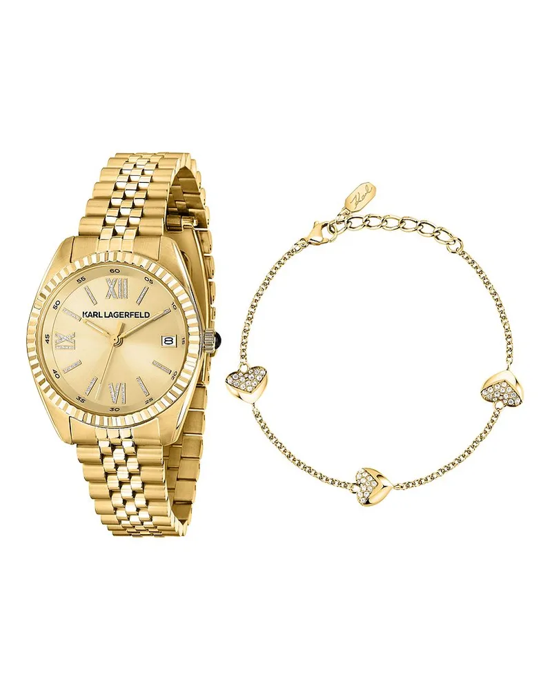 Karl Lagerfeld Uhren-Set Timeless Code Gelbgold