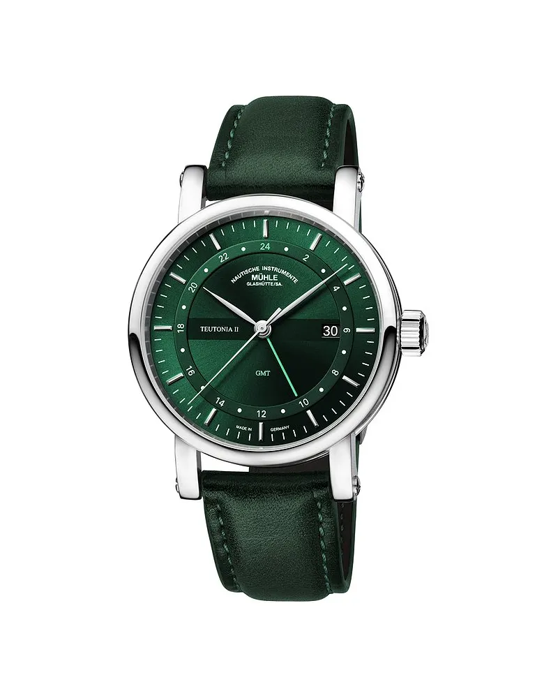 Mühle-Glashütte Herrenuhr Teutonia II GMT Silber