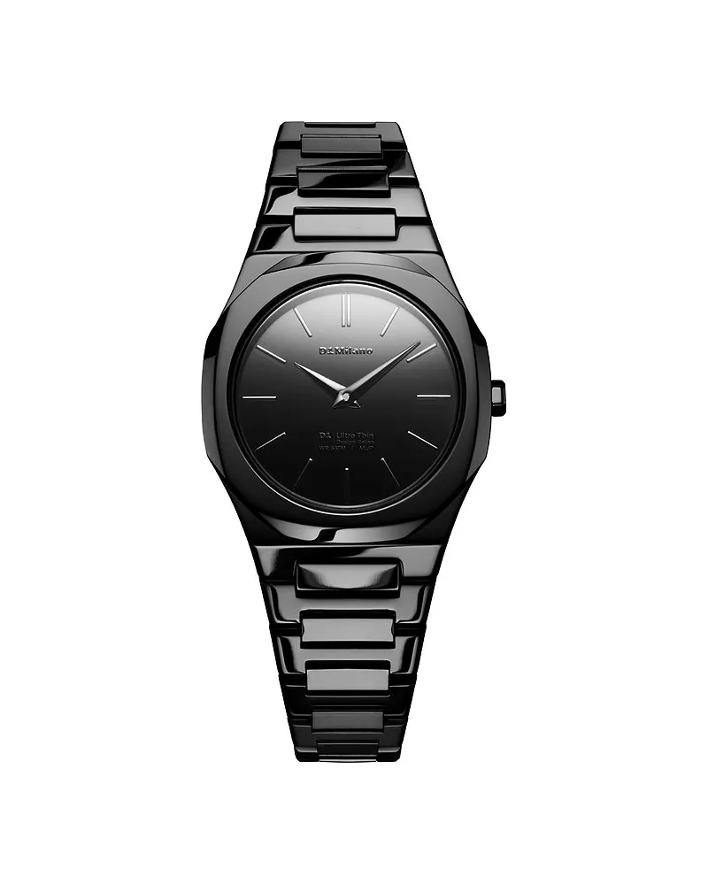 D1 Milano Damenuhr 30mm, Black Gleam Schwarz