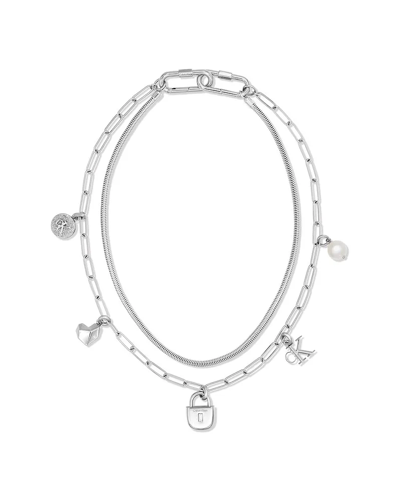 Calvin Klein Kette CK LAYERED CHARM Silber