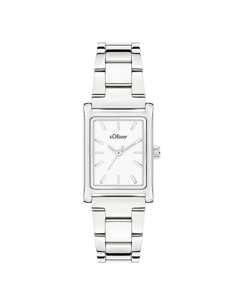 S.Oliver Damenuhr mit eckigm Gehäuse Silber