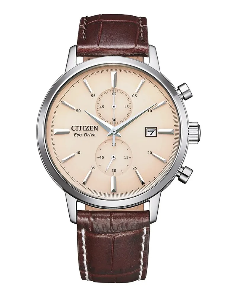 Citizen Chronograph Leder Eco-Drive Silber