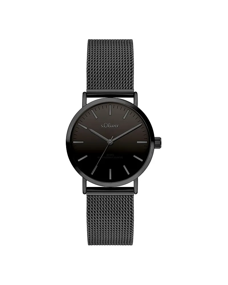 S.Oliver Damenuhr Classic Mesh Small Schwarz