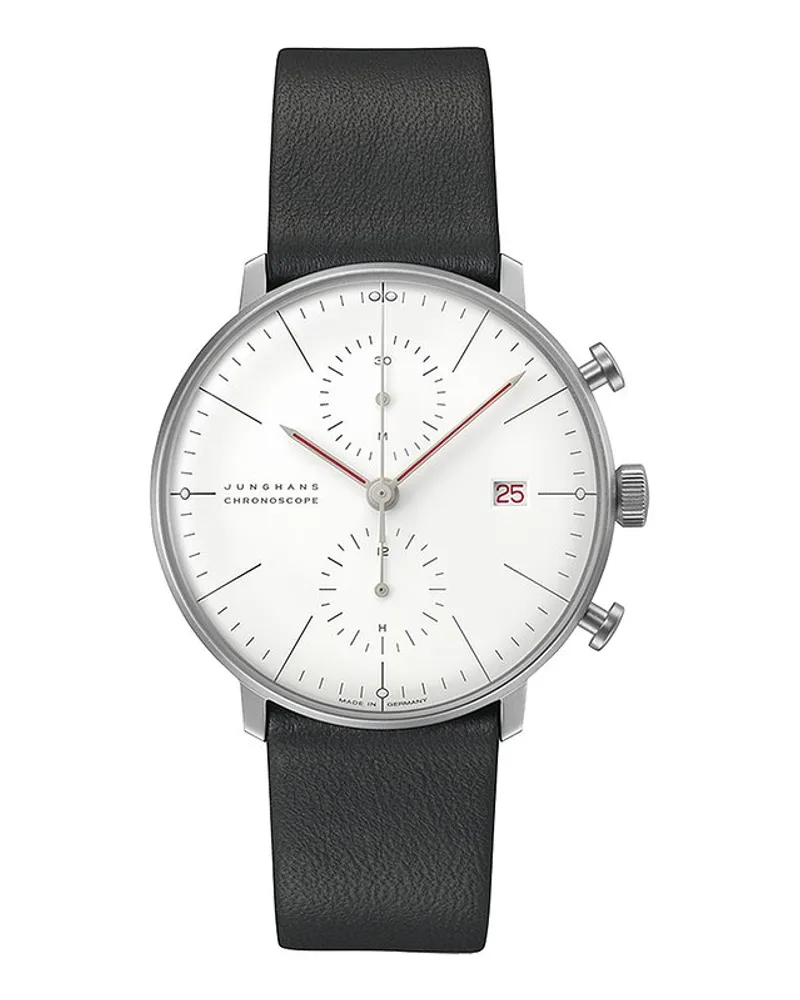 Junghans Unisexuhr max bill Chronoscope Bauhaus Silber