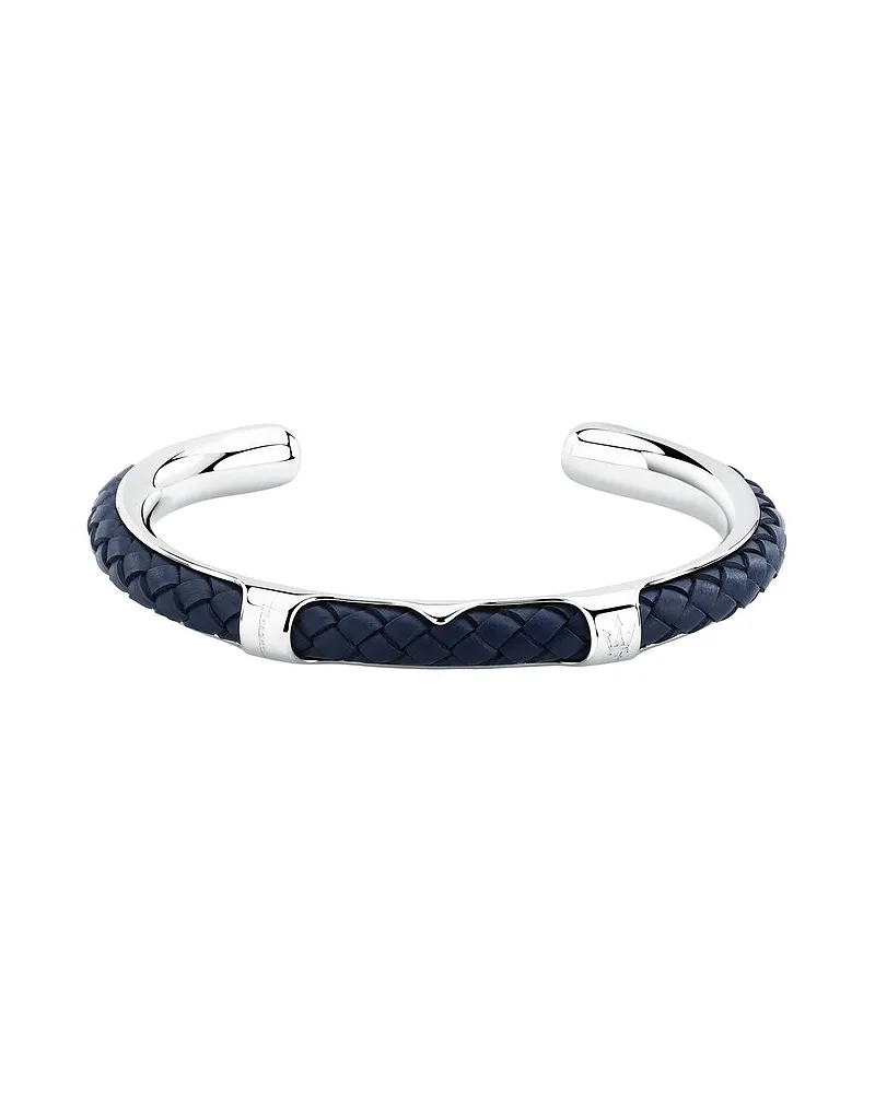 Maserati Armreif Leather Silber