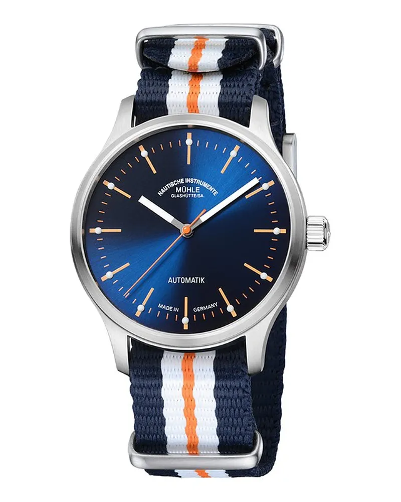 Mühle-Glashütte Unisexuhr Panova Blau Silber