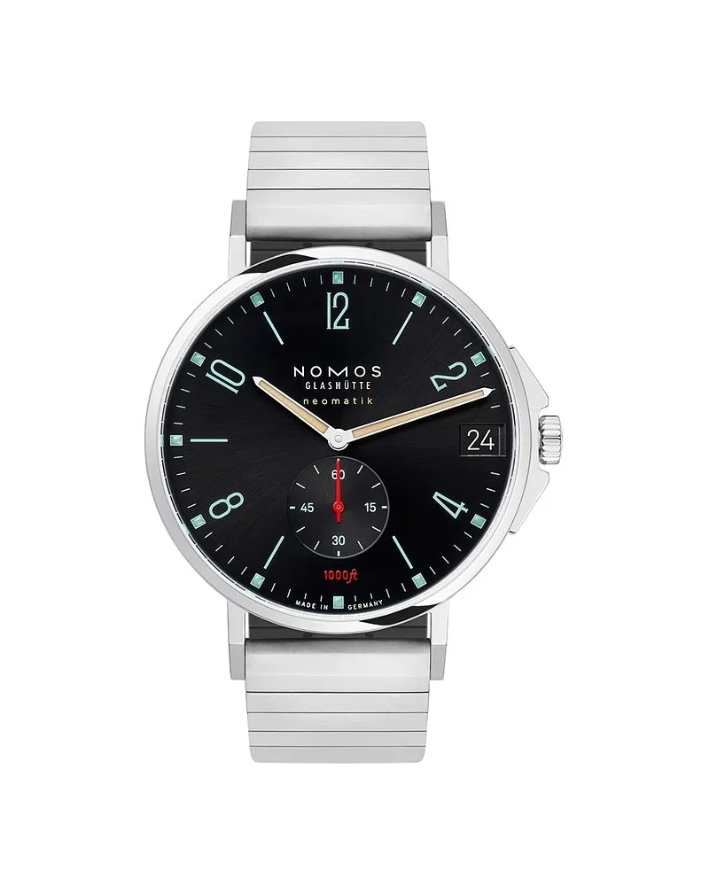 NOMOS Glashütte Herrenuhr Tangente Sport neomatik 42 Datum blauschwarz Silber
