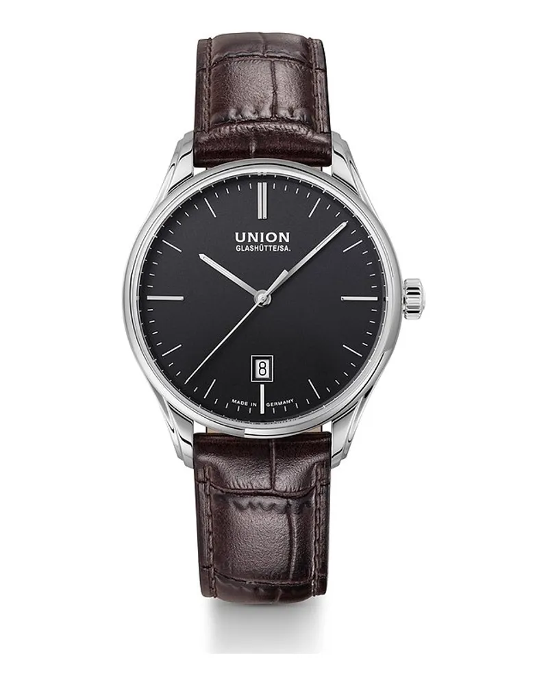 Union Glashütte Herrenuhr Viro Datum 41 mm Silber