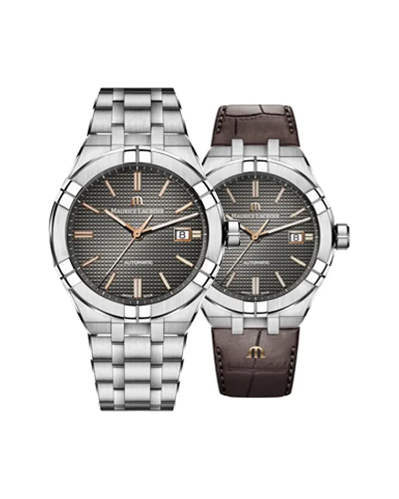 Maurice Lacroix Uhren-Set inkl. Wechselarmband Aikon Date Silber