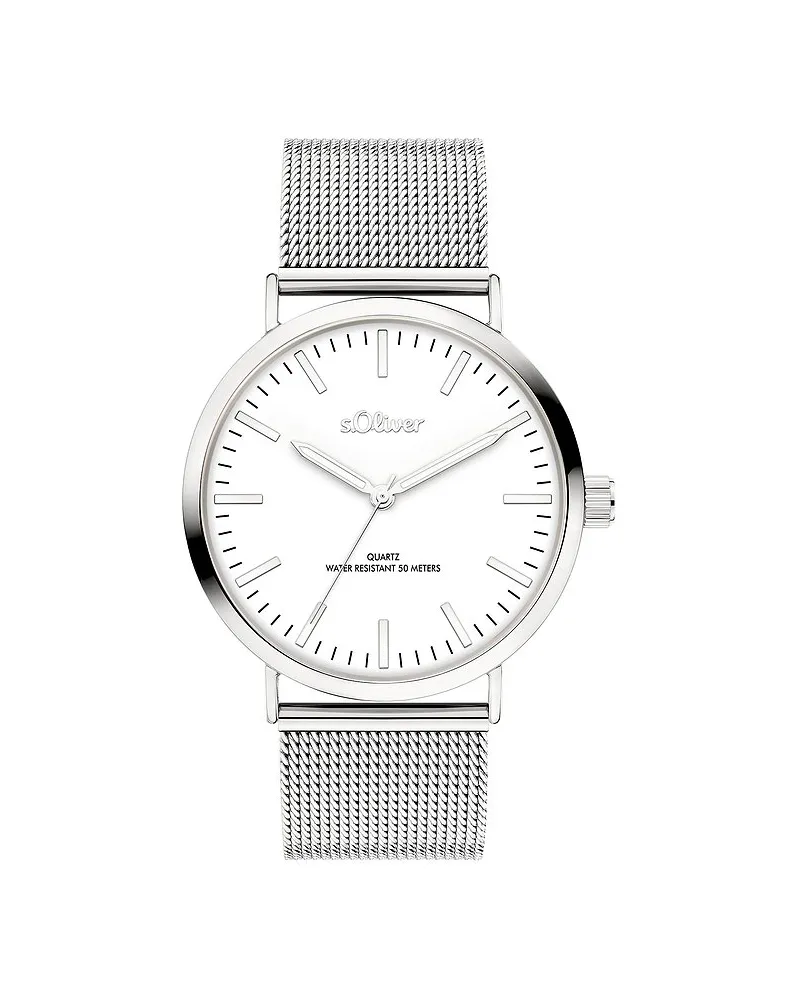 S.Oliver Damenuhr Classic Mesh Large Silber