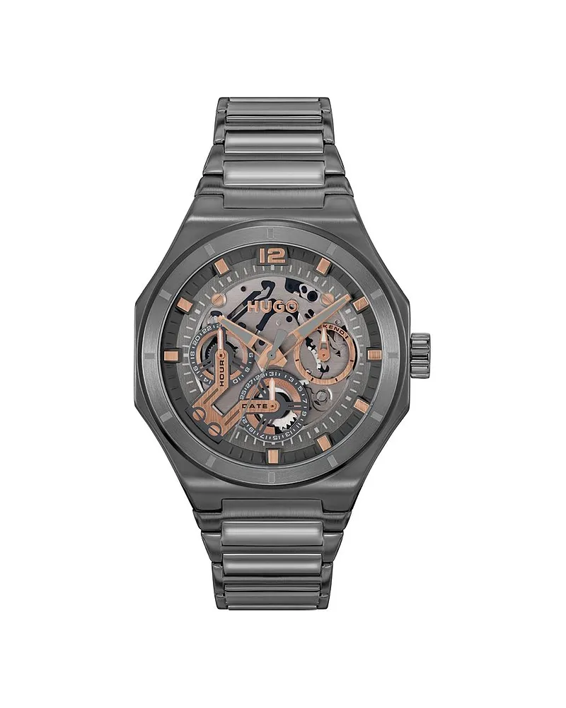 HUGO BOSS Herrenuhr #Grail Skeleton Anthrazit
