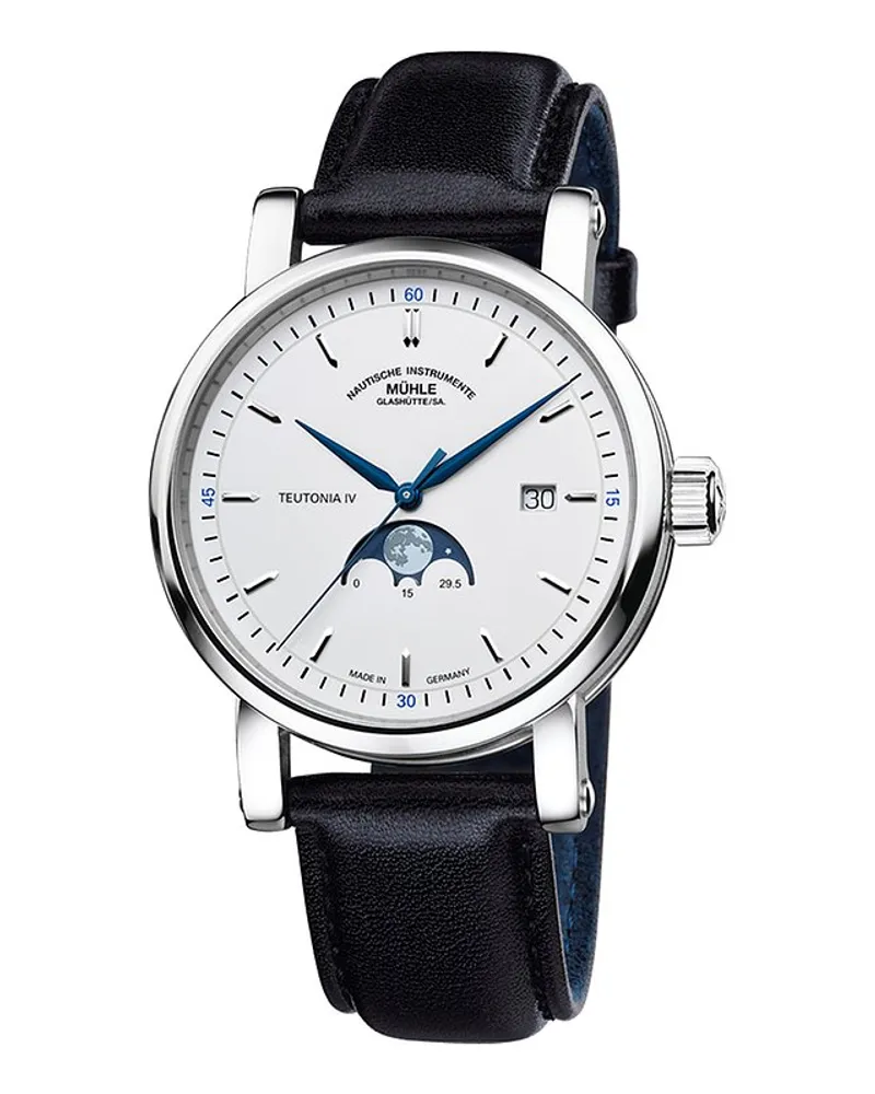 Mühle-Glashütte Herrenuhr Teutonia IV Mondphase Silber