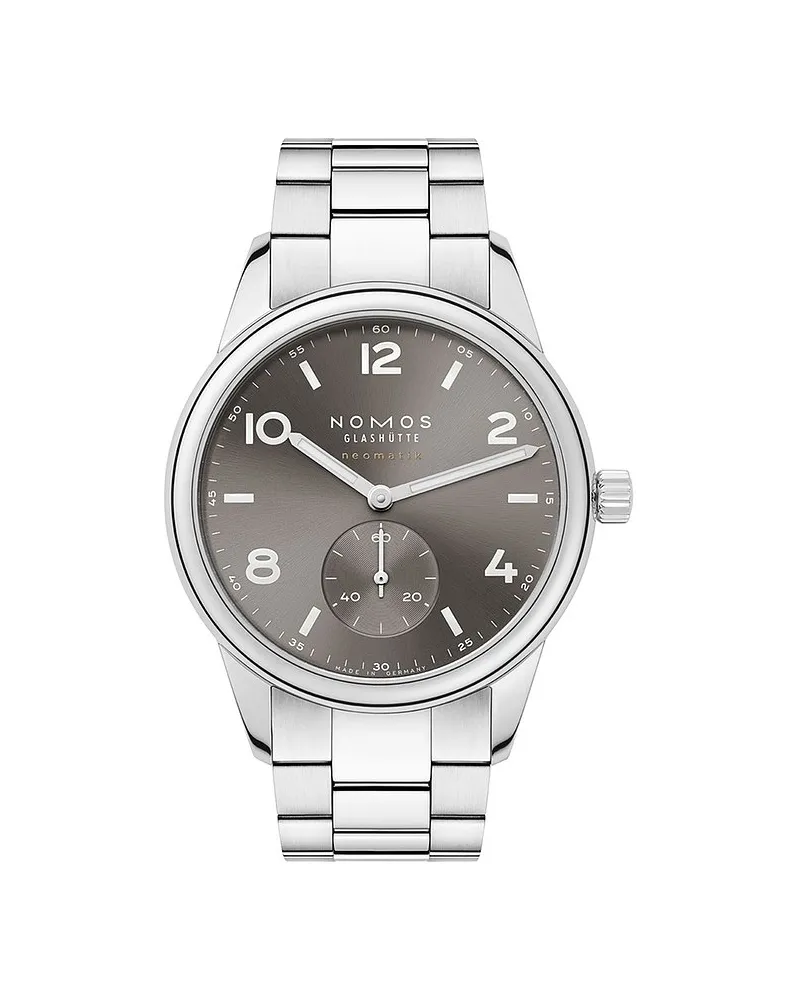 NOMOS Glashütte Unisexuhr Club Sport neomatik 39 Smoke Silber