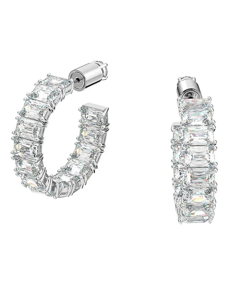 Swarovski Creolen Matrix Baguette Silber
